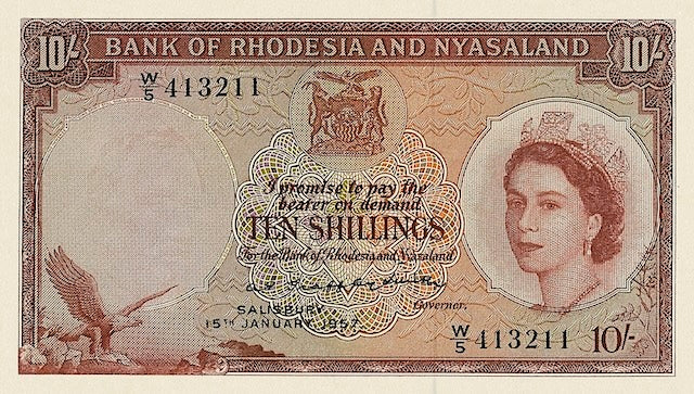 Rhodesia & Nyasaland, QEII 1956, 10 Shillings, 1, 5, 10 Pounds, P.20 - P.23, Complete Set REPLICA My Store
