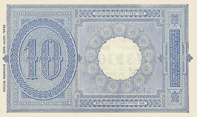 Italy, Biglietto Di Stato, 5, 10 & 25 Lire, 1882 - 1923, P.18 - P.24, Complete Set REPLICA My Store