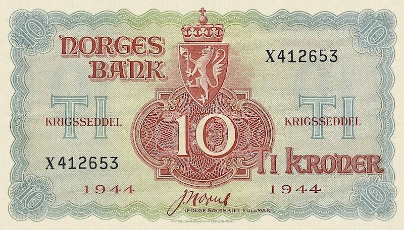 Replica of Norwegian WW2 Government-in-Exile banknotes