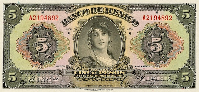 Mexico, Banco de Mexico,  5 - 1000 Pesos, 1925, P.21 - P.27, Complete Set REPLICA My Store