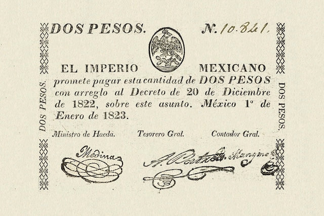 Mexico, Imperio Mexicano,  1, 2 & 10 Pesos, 1823, P.1 - P.3, Complete Set REPLICA My Store