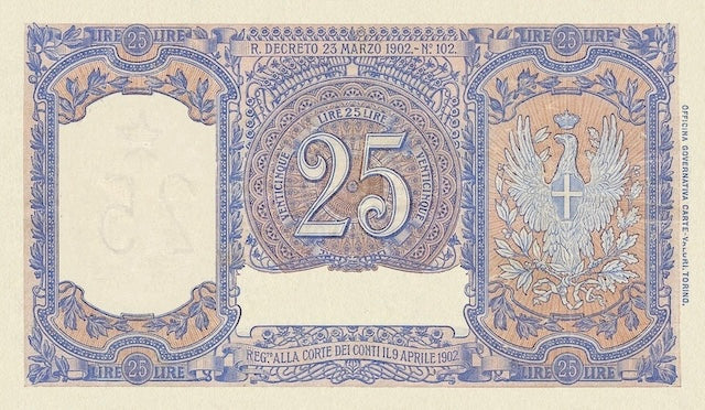 Italy, Biglietto Di Stato, 5, 10 & 25 Lire, 1882 - 1923, P.18 - P.24, Complete Set REPLICA My Store