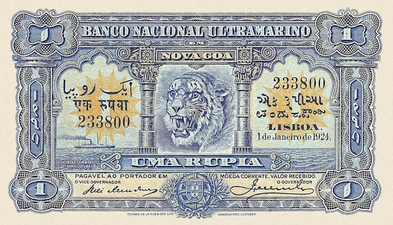 Portuguese India, Banco Nacional Ultramarino, 1 - 500 Rupias (Rupees) 1924, P.23 - P.30, Complete Set REPLICA My Store