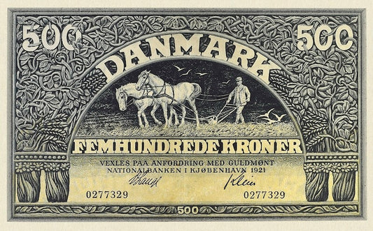 “Denmark Nationalbanken i Kjøbenhavn 500 Kroner replica P.24 banknote”