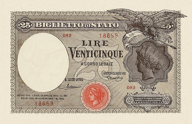 Italy, Biglietto Di Stato, 5, 10 & 25 Lire, 1882 - 1923, P.18 - P.24, Complete Set REPLICA My Store