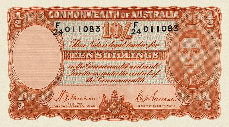 Australia, George VI,  10 Shillings, 1 - 10 Pounds, 1938, P.25 - P.28, Complete Set REPLICA My Store