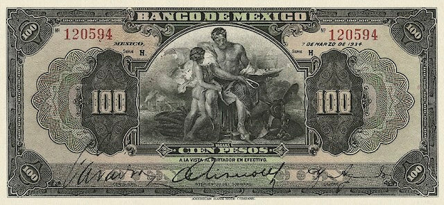Mexico, Banco de Mexico,  5 - 1000 Pesos, 1925, P.21 - P.27, Complete Set REPLICA My Store