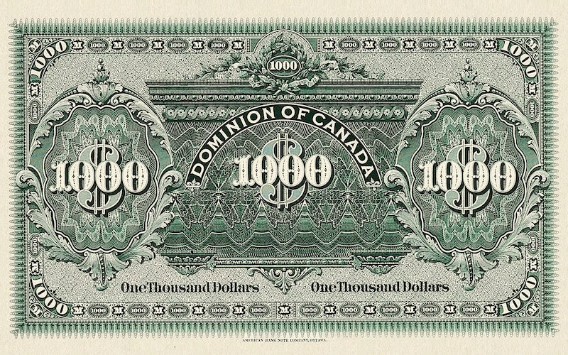 Dominion of Canada 1901 $1000 replica banknote