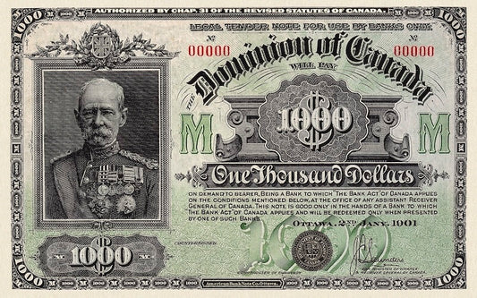 Dominion of Canada 1901 $1000 replica banknote