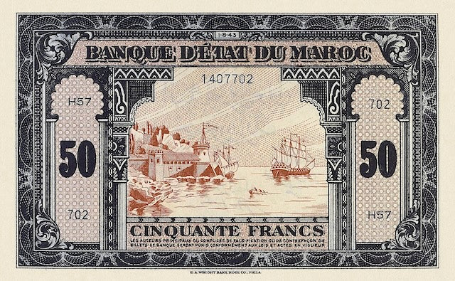Morocco, Banque D'Etat Du Maroc, 5 - 5000 Francs, 1943, P.24 - P.32, Complete Set REPLICA My Store