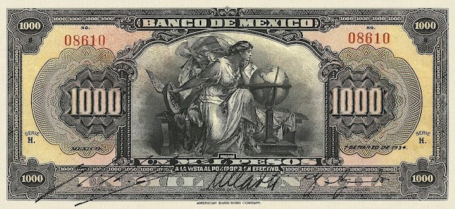 Mexico, Banco de Mexico,  5 - 1000 Pesos, 1925, P.21 - P.27, Complete Set REPLICA My Store