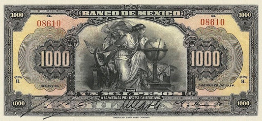 Mexico, Banco de Mexico,  5 - 1000 Pesos, 1925, P.21 - P.27, Complete Set REPLICA My Store