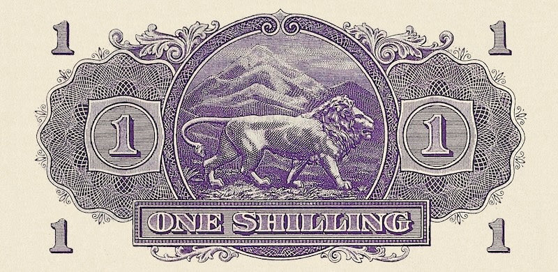 British East Africa, George VI 1938, 1 - 10000 Shillings,  P.27 - P.32, Complete Set REPLICA My Store