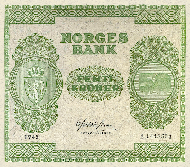 Norway, Norges Bank, 5 - 1000 Kroner, 1945 - 1954, P.25 - P.29, Complete Set REPLICA My Store