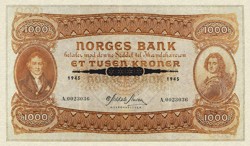Norway, Norges Bank, 5 - 1000 Kroner, 1945 - 1954, P.25 - P.29, Complete Set REPLICA My Store