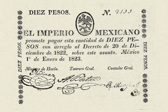 Mexico, Imperio Mexicano,  1, 2 & 10 Pesos, 1823, P.1 - P.3, Complete Set REPLICA My Store
