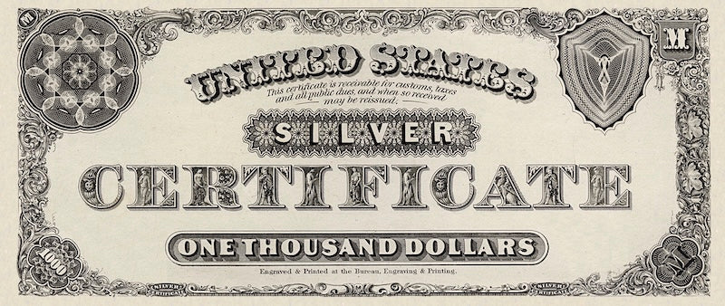 United States, Silver Certificate, 10 - 1000 Dollars, 1878, P.309 - P.314, Complete Set REPLICA My Store