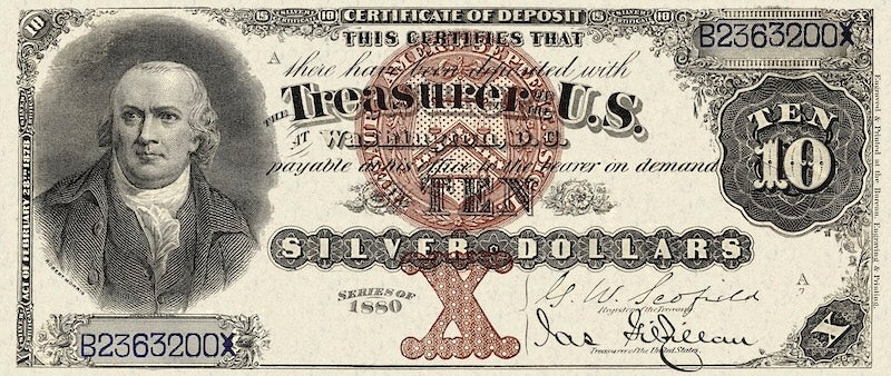 United States, Silver Certificate, 10 - 1000 Dollars, 1880, P.315 - P.320, Complete Set REPLICA My Store