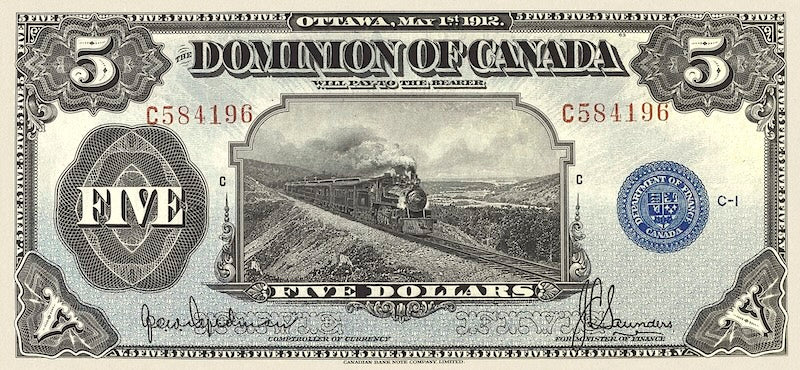 Dominion of Canada, 5 Dollars ( 3 varieties), 1912, P.31, REPLICA My Store
