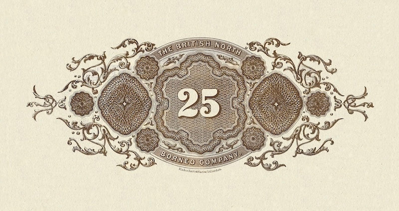 British North Borneo 1940 10 Dollar replica note back design