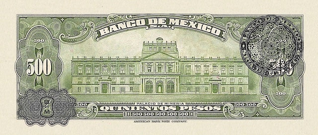 1936 Banco de México 1–1000 Pesos replica banknote set