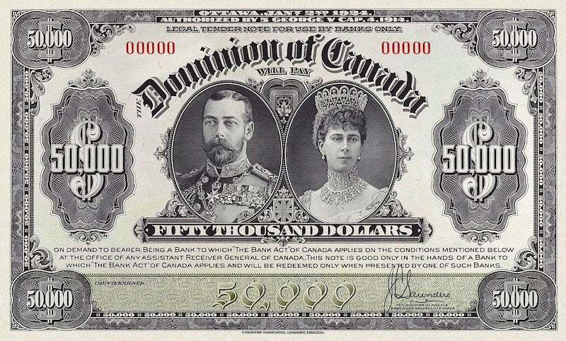 Dominion of Canada, 50000 Dollars, 1918, P.32B, REPLICA My Store