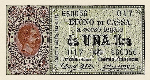Italy, Buono Di Cassa, Umberto I, 1 & 2 Lire, 1893, P.33 - P.35, Complete Set REPLICA My Store
