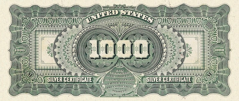United States, Silver Certificate, 1 - 1000 Dollars, 1891, P.326 - P.334, Complete Set REPLICA My Store