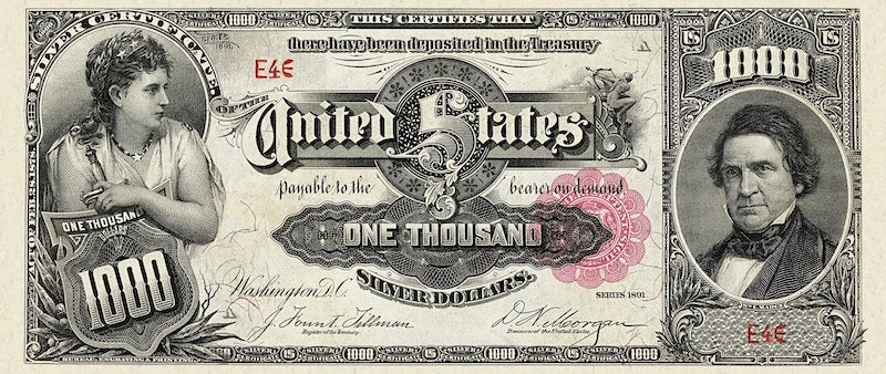 United States, Silver Certificate, 1 - 1000 Dollars, 1891, P.326 - P.334, Complete Set REPLICA My Store