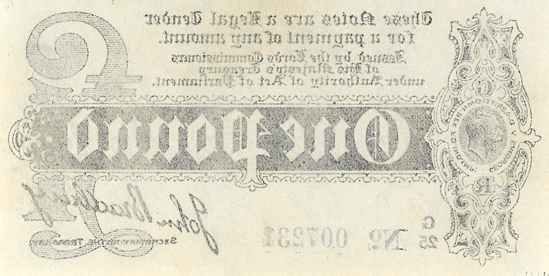 1914 King George V Treasury Note replica 10 Shilling and £1