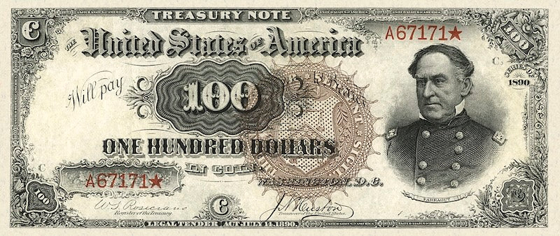 United States, Treasury Notes, 1 - 1000 Dollars, 1890, P.344 - P.350, Complete Set REPLICA My Store