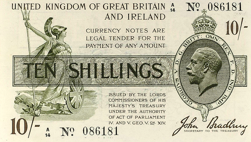 United Kingdom, King George V,  10 Shillings & 1 Pound, Treasury Note 1917, P.350 - P.351 REPLICA My Store
