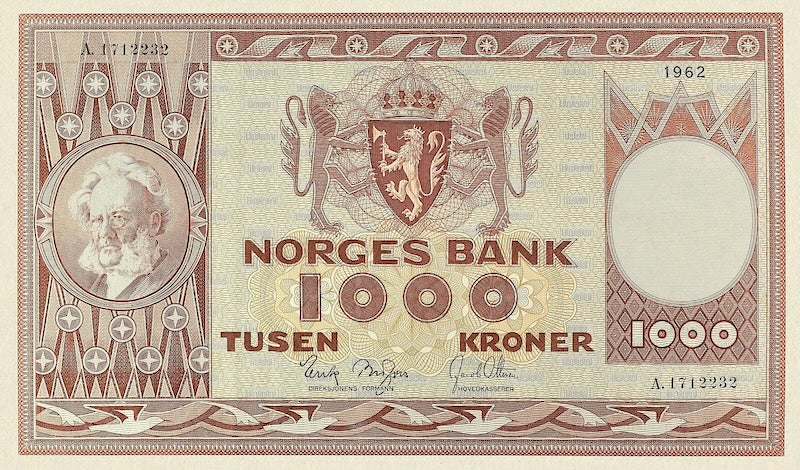 Norway, Norges Bank, 5 - 1000 Kroner, 1948 - 1976, P.30 - P.35, Complete Set REPLICA My Store