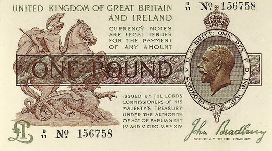 United Kingdom, King George V,  10 Shillings & 1 Pound, Treasury Note 1917, P.350 - P.351 REPLICA My Store