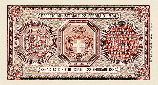 Italy, Buono Di Cassa, Umberto I, 1 & 2 Lire, 1893, P.33 - P.35, Complete Set REPLICA My Store