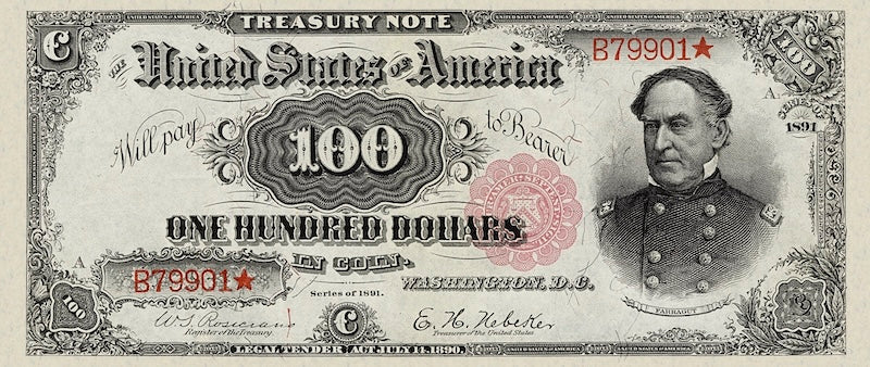 United States, Treasury Notes, 1 - 1000 Dollars, 1891, P.351 - P.358, Complete Set REPLICA My Store