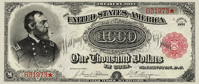 United States, Treasury Notes, 1 - 1000 Dollars, 1891, P.351 - P.358, Complete Set REPLICA My Store