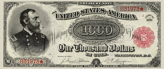United States, Treasury Notes, 1 - 1000 Dollars, 1891, P.351 - P.358, Complete Set REPLICA My Store