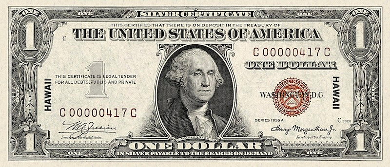 Hawaii Overprint Note (United States of America) Emergency Issue, 1 - 20 Dollars, 1942 - 1944, P.36 - P.41, Complete Set REPLICA My Store