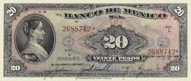 Mexico, Banco de Mexico,  1 - 1000 Pesos, 1936, P.28 - P.37, Complete Set REPLICA My Store