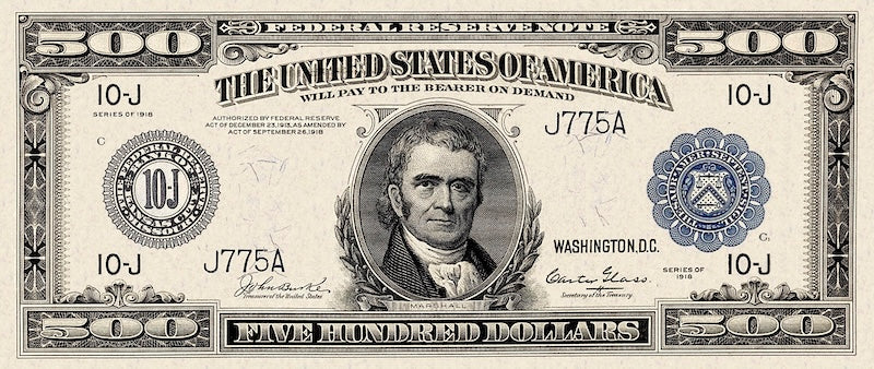 United States, 500 - 10000 Dollars, Federal Reserve 1918, P.364 - P.367, Complete Set REPLICA My Store