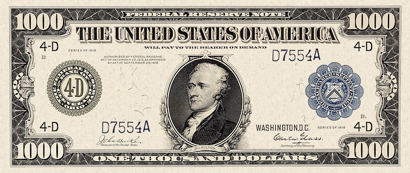 United States, 500 - 10000 Dollars, Federal Reserve 1918, P.364 - P.367, Complete Set REPLICA My Store