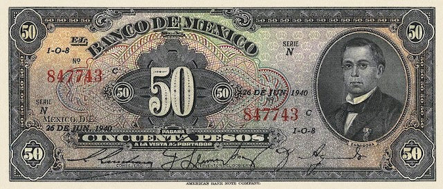 Mexico, Banco de Mexico,  1 - 1000 Pesos, 1936, P.28 - P.37, Complete Set REPLICA My Store