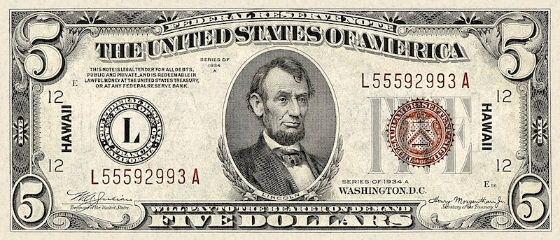 “Hawaii Overprint replica $20 note P.41 banknote”