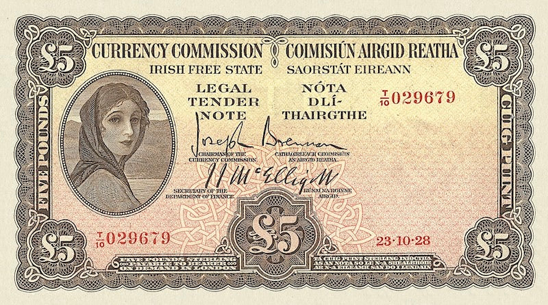 Ireland, Saorstát Éireann, Lady Lavery, 10 Shillings, 1 - 100 Pounds, 1928, Complete Set, P.1A - P.7 REPLICA My Store