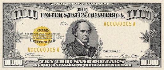 1928 U.S. Gold Dollar replica banknote set 10–10000 dollars