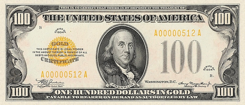 United States, 100 - 100000 Gold Dollars, 1934, P.408 - P.411, Complete Set REPLICA My Store