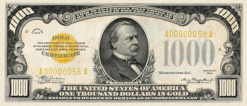 United States, 100 - 100000 Gold Dollars, 1934, P.408 - P.411, Complete Set REPLICA My Store