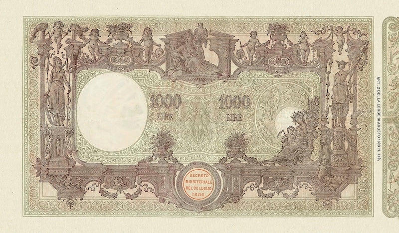 Italy, Banca D'Italia, Decreto Issue, 50 - 1000 Lire, 1896 - 1926, P.38 - P.41, Complete Set REPLICA My Store