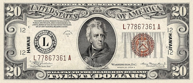 “Hawaii Overprint replica $1 note P.36 banknote”